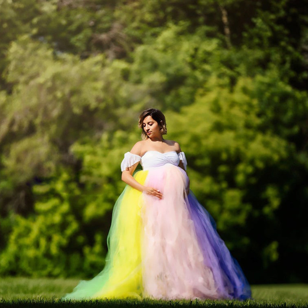 Maternity Wear - Vestido Maxi de Renda e Tule