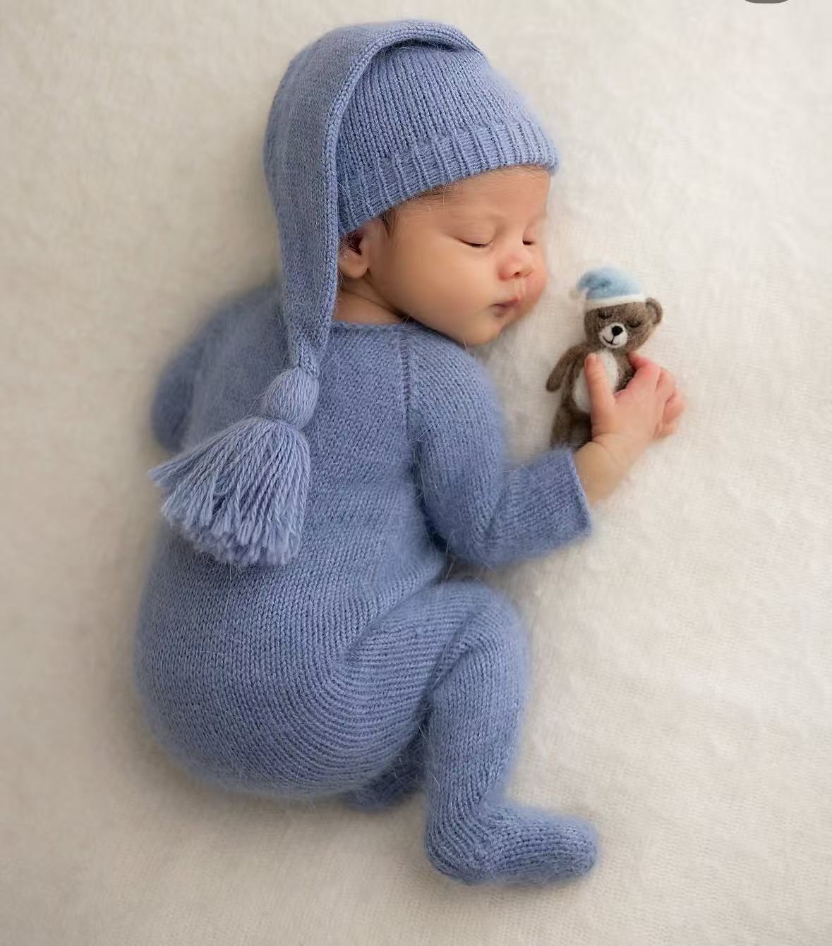 Infant Photography Props Outfit - Conjunto de macacão e gorro de
